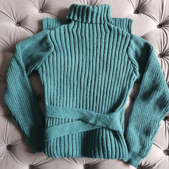 Shein Turtleneck Ribbed Knit Maxi Sweater Dress Green Sz S - Picture 4 of 7